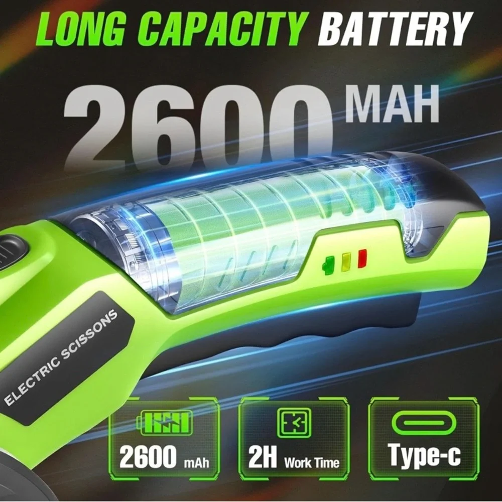 NEW - Green Cordless Electric Scissors, 4V Rechargeable Cardboard Box Cutter - Picture 3 of 7
